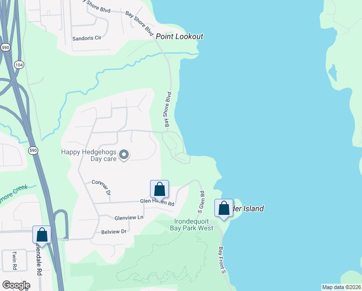 map of restaurants, bars, coffee shops, grocery stores, and more near 185 Bay Village Drive in Rochester