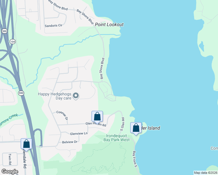 map of restaurants, bars, coffee shops, grocery stores, and more near 185 Bay Village Drive in Rochester