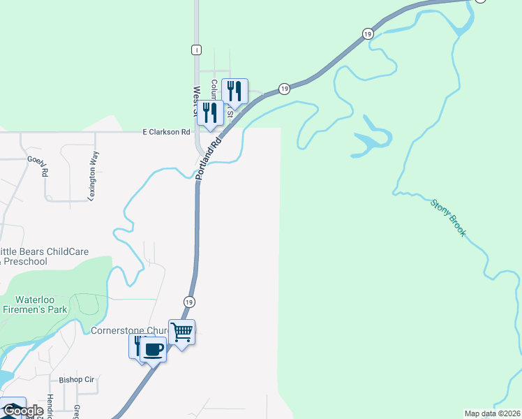 map of restaurants, bars, coffee shops, grocery stores, and more near 970 Portland Road in Waterloo