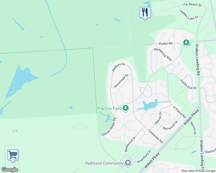 map of restaurants, bars, coffee shops, grocery stores, and more near 8730 Radburn Drive in Baldwinsville