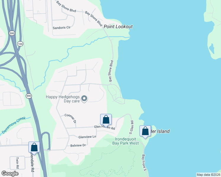 map of restaurants, bars, coffee shops, grocery stores, and more near 185 Bay Village Drive in Rochester