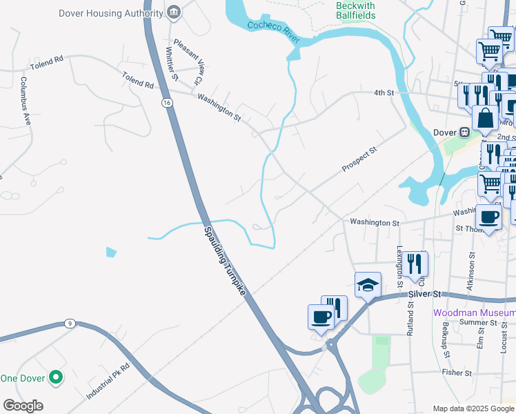 map of restaurants, bars, coffee shops, grocery stores, and more near 49 Morrison Lane in Dover
