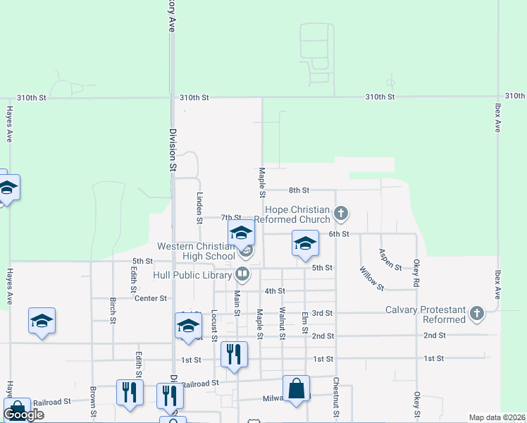 map of restaurants, bars, coffee shops, grocery stores, and more near 1700 Maple Street in Hull