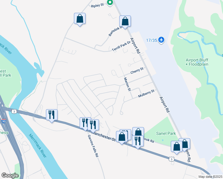 map of restaurants, bars, coffee shops, grocery stores, and more near 4 Juniper Lane in Concord