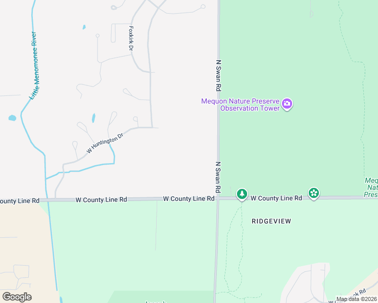 map of restaurants, bars, coffee shops, grocery stores, and more near 9625 North Swan Road in Mequon