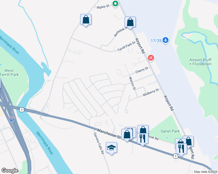 map of restaurants, bars, coffee shops, grocery stores, and more near 19 Greenwich Trail in Concord