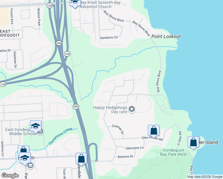 map of restaurants, bars, coffee shops, grocery stores, and more near 19 Favara Circle in Rochester