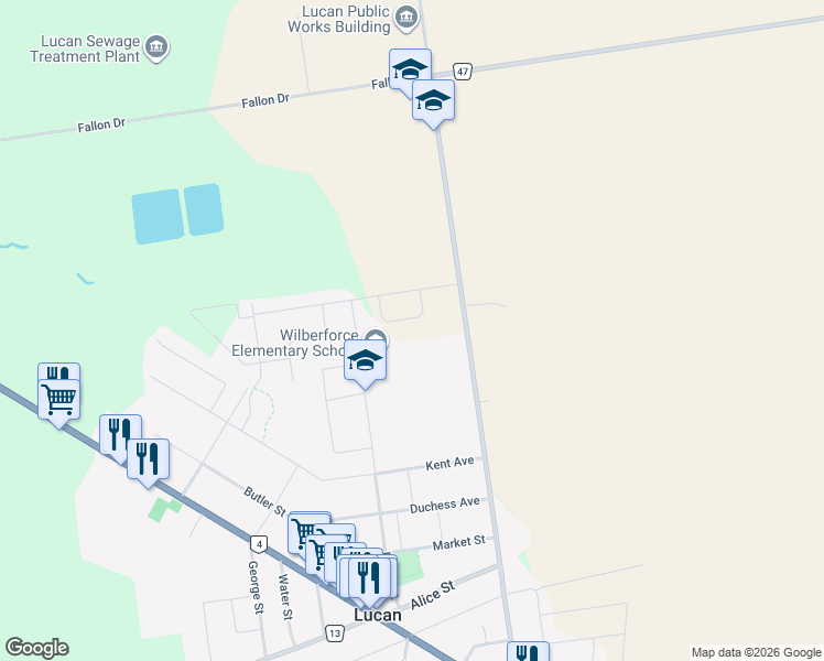 map of restaurants, bars, coffee shops, grocery stores, and more near 17 Nicholson Street in Lucan