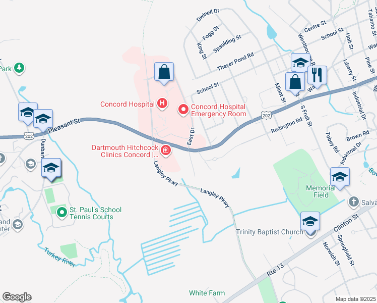map of restaurants, bars, coffee shops, grocery stores, and more near 243 U.S. 202 in Concord