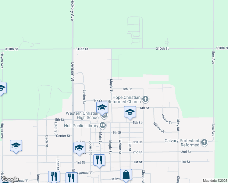 map of restaurants, bars, coffee shops, grocery stores, and more near 1700-1760 Maple Street in Hull