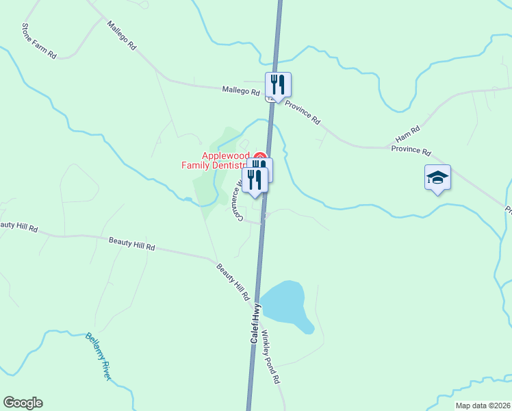 map of restaurants, bars, coffee shops, grocery stores, and more near 231 New Hampshire 125 in Barrington