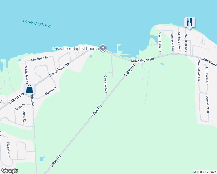 map of restaurants, bars, coffee shops, grocery stores, and more near 7900 Owasco Avenue in Cicero