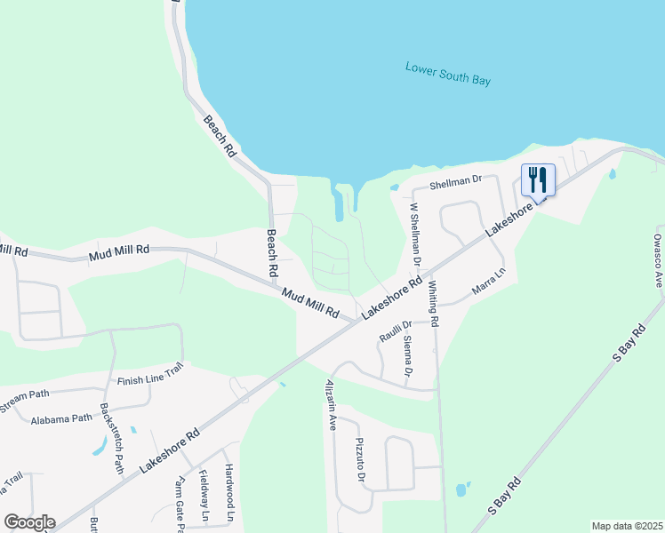 map of restaurants, bars, coffee shops, grocery stores, and more near 6447 Mud Mill Road in Brewerton