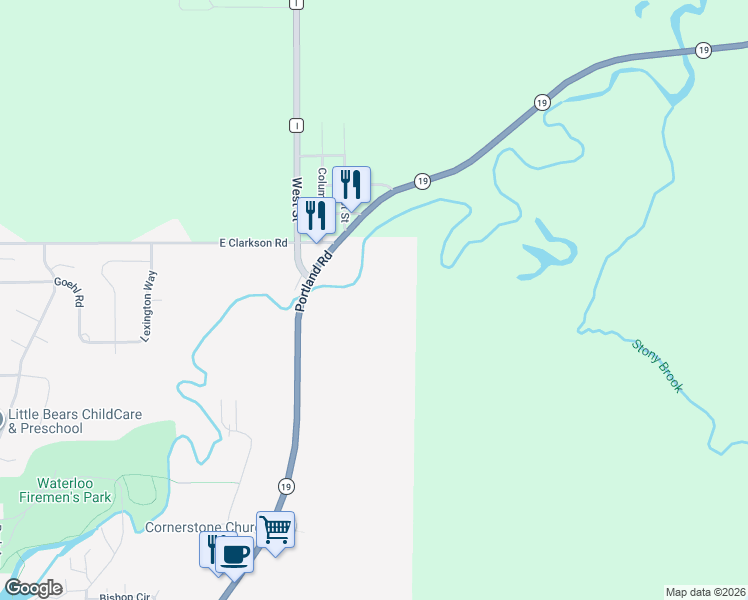 map of restaurants, bars, coffee shops, grocery stores, and more near 970 Portland Road in Waterloo