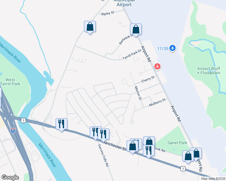 map of restaurants, bars, coffee shops, grocery stores, and more near 19 Greenwich Trail in Concord