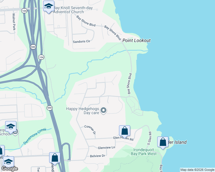 map of restaurants, bars, coffee shops, grocery stores, and more near 71 Eagle Rock Drive in Irondequoit