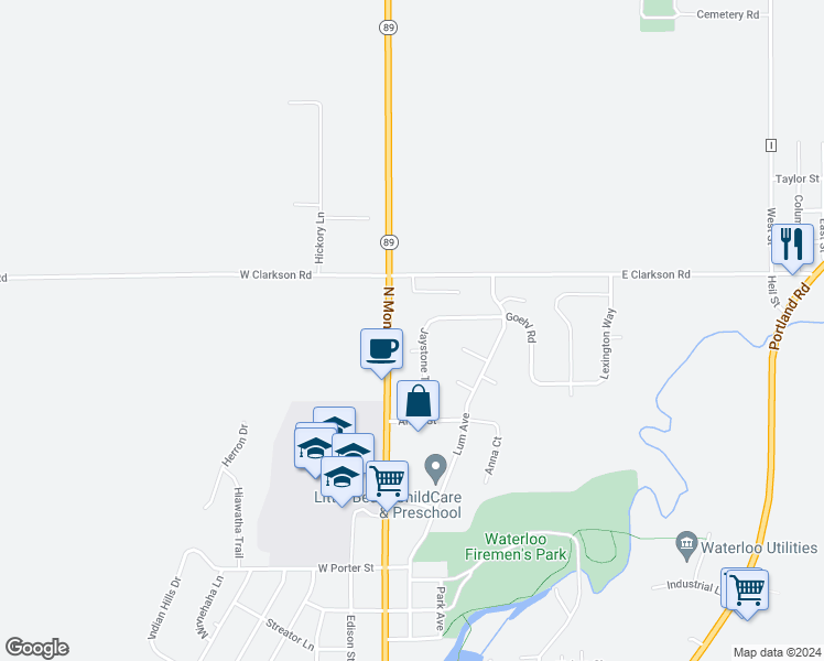 map of restaurants, bars, coffee shops, grocery stores, and more near 234 Goehl Road in Waterloo