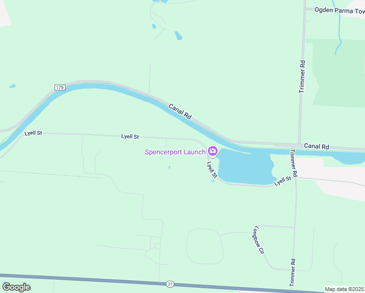 map of restaurants, bars, coffee shops, grocery stores, and more near 123 Lyell Street in Spencerport