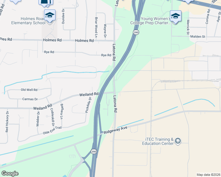 map of restaurants, bars, coffee shops, grocery stores, and more near 722 Weiland Road in Rochester