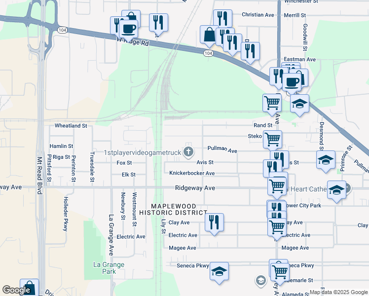 map of restaurants, bars, coffee shops, grocery stores, and more near 303 Steko Avenue in Rochester