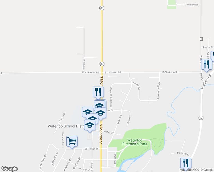 map of restaurants, bars, coffee shops, grocery stores, and more near 234 Goehl Road in Waterloo