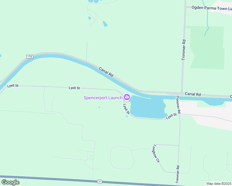 map of restaurants, bars, coffee shops, grocery stores, and more near 123 Lyell Street in Spencerport