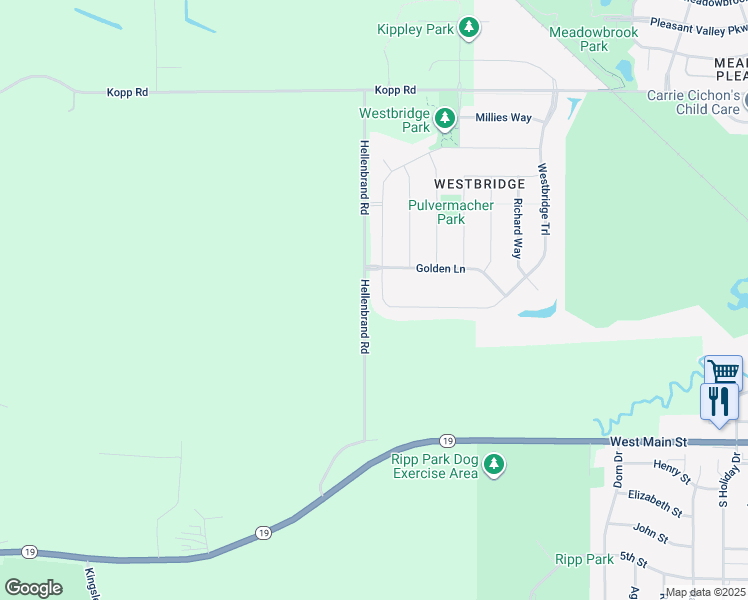map of restaurants, bars, coffee shops, grocery stores, and more near 702 Westbridge Trail in Waunakee