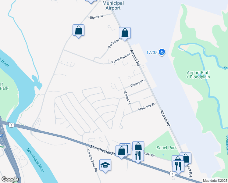 map of restaurants, bars, coffee shops, grocery stores, and more near 30-32 Cherry Street in Concord