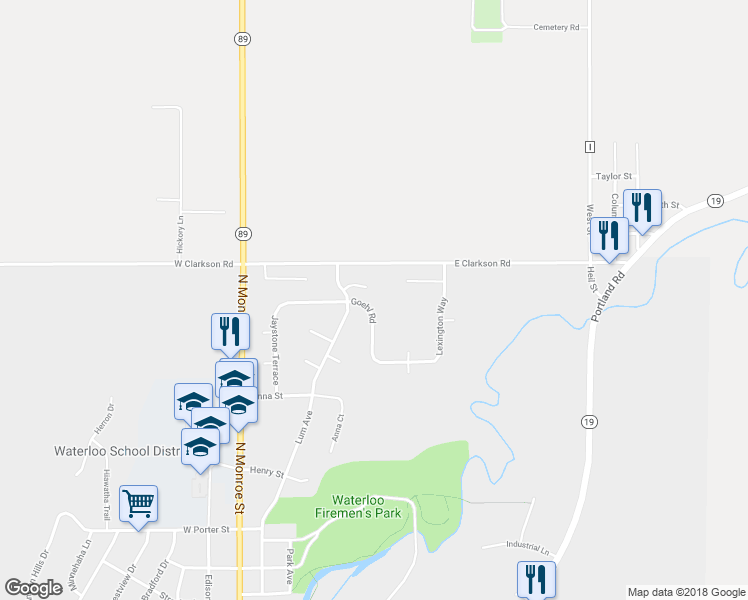 map of restaurants, bars, coffee shops, grocery stores, and more near 1120 Goehl Road in Waterloo