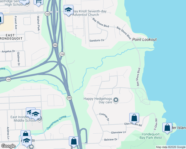 map of restaurants, bars, coffee shops, grocery stores, and more near 135 Granada Circle in Rochester