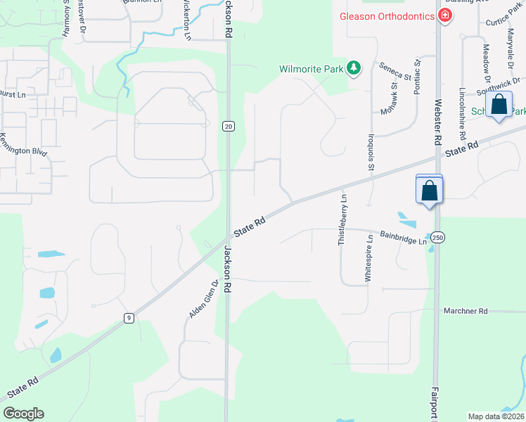 map of restaurants, bars, coffee shops, grocery stores, and more near 1182 State Road in Webster