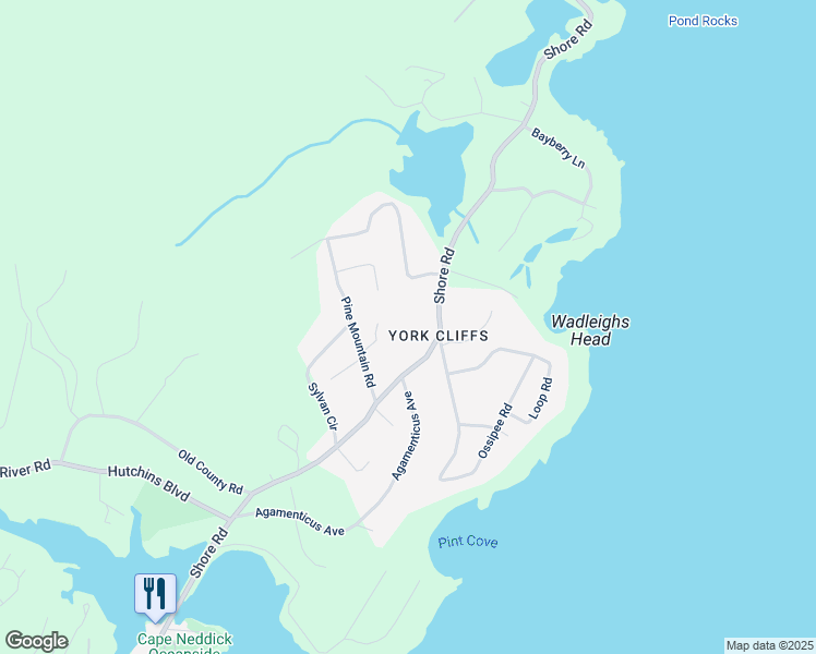 map of restaurants, bars, coffee shops, grocery stores, and more near 280 Shore Road in York