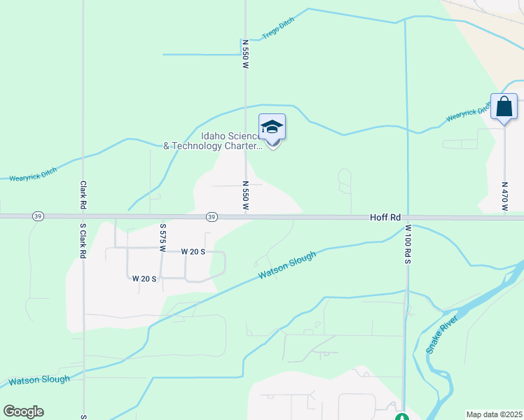 map of restaurants, bars, coffee shops, grocery stores, and more near 7 North 550 West in Blackfoot