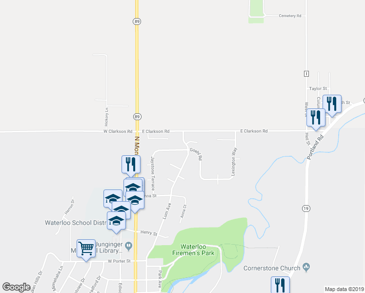 map of restaurants, bars, coffee shops, grocery stores, and more near 291 Goehl Road in Waterloo
