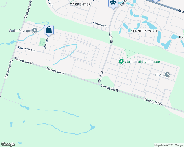 map of restaurants, bars, coffee shops, grocery stores, and more near 46 Whiterock Avenue in Hamilton