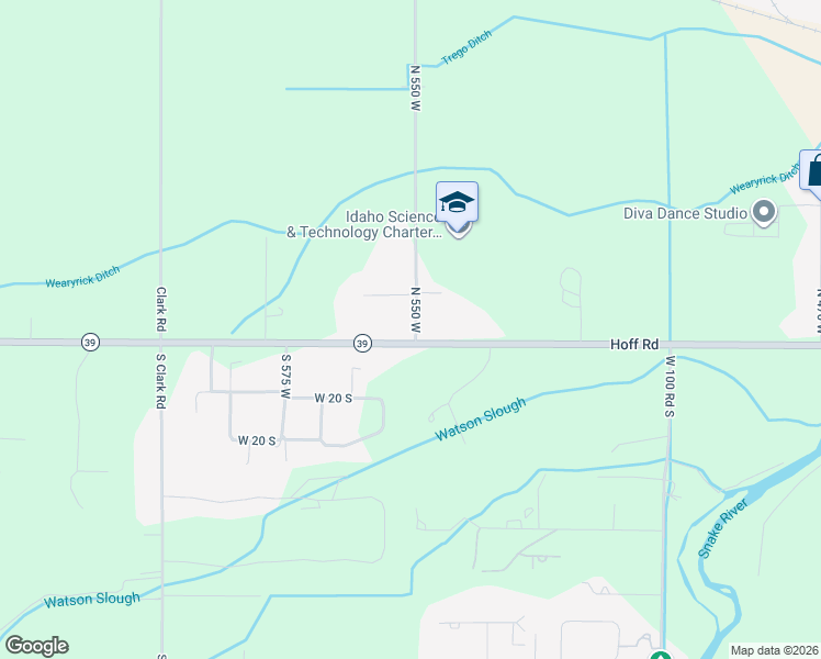 map of restaurants, bars, coffee shops, grocery stores, and more near 4 Trego Rd in Blackfoot