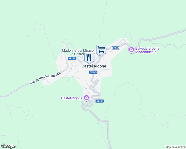 map of restaurants, bars, coffee shops, grocery stores, and more near 15 Via IV Novembre in Castel Rigone