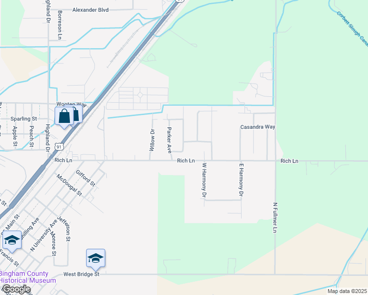 map of restaurants, bars, coffee shops, grocery stores, and more near 100 Centennial Street in Blackfoot