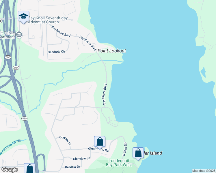 map of restaurants, bars, coffee shops, grocery stores, and more near 1240 Bay Shore Boulevard in Rochester