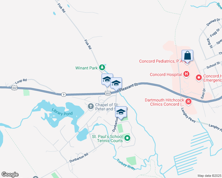 map of restaurants, bars, coffee shops, grocery stores, and more near 2 Fisk Road in Concord
