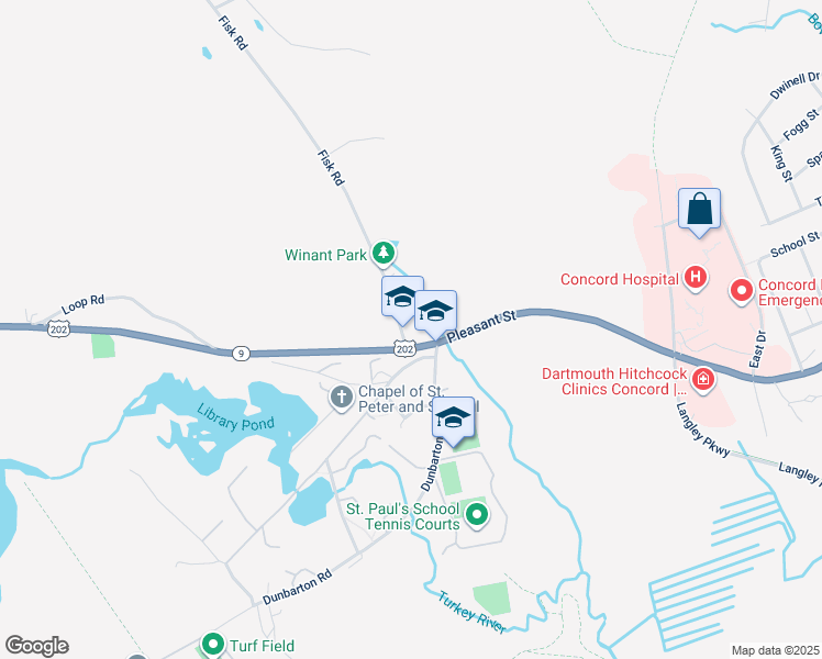 map of restaurants, bars, coffee shops, grocery stores, and more near 2 Fisk Road in Concord