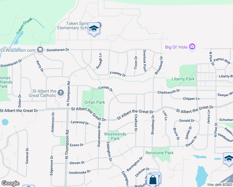 map of restaurants, bars, coffee shops, grocery stores, and more near 1878 Corinth Drive in Sun Prairie