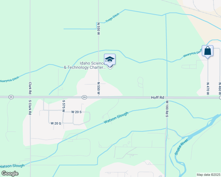 map of restaurants, bars, coffee shops, grocery stores, and more near 7 North 550 West in Blackfoot