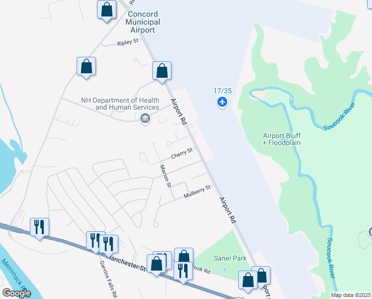 map of restaurants, bars, coffee shops, grocery stores, and more near 4 Greenwich Street in Concord