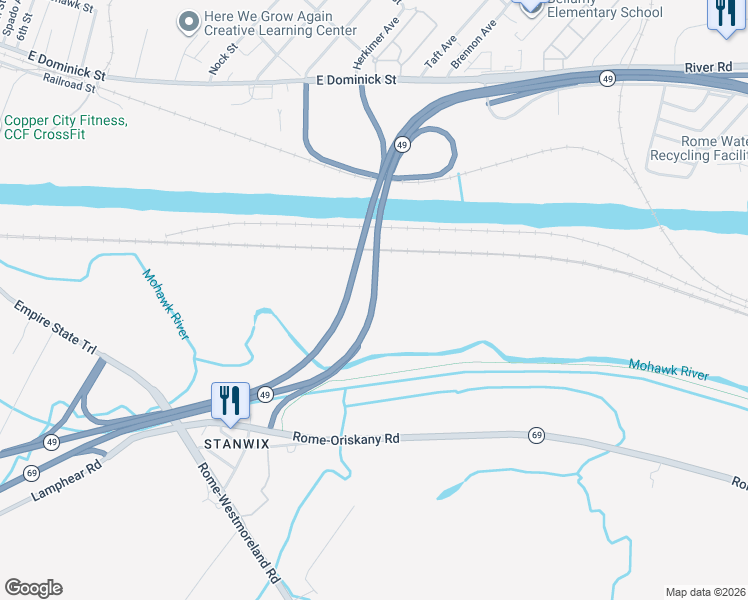 map of restaurants, bars, coffee shops, grocery stores, and more near New York 365 in Rome