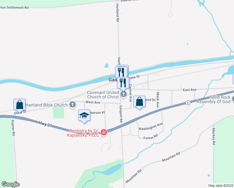 map of restaurants, bars, coffee shops, grocery stores, and more near in Gasport