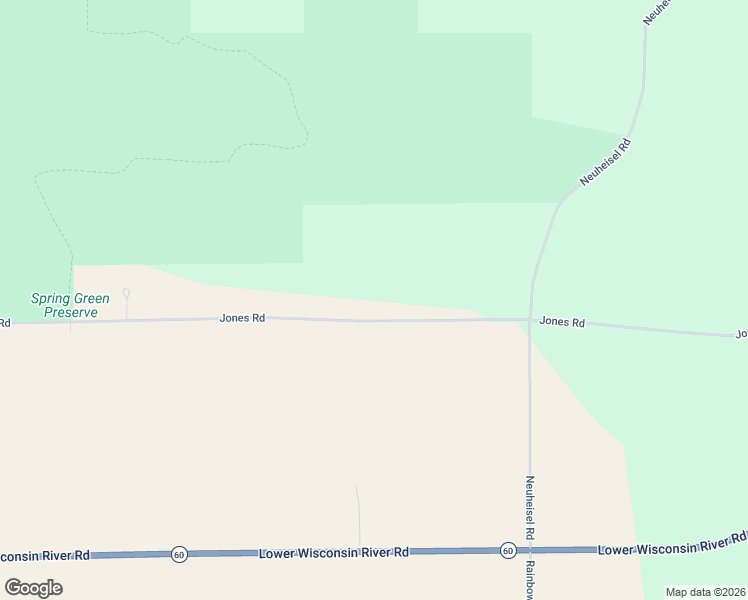 map of restaurants, bars, coffee shops, grocery stores, and more near E5448 Jones Road in Spring Green