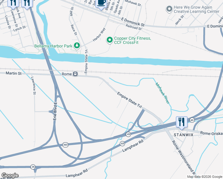 map of restaurants, bars, coffee shops, grocery stores, and more near 6680 Martin St in Rome