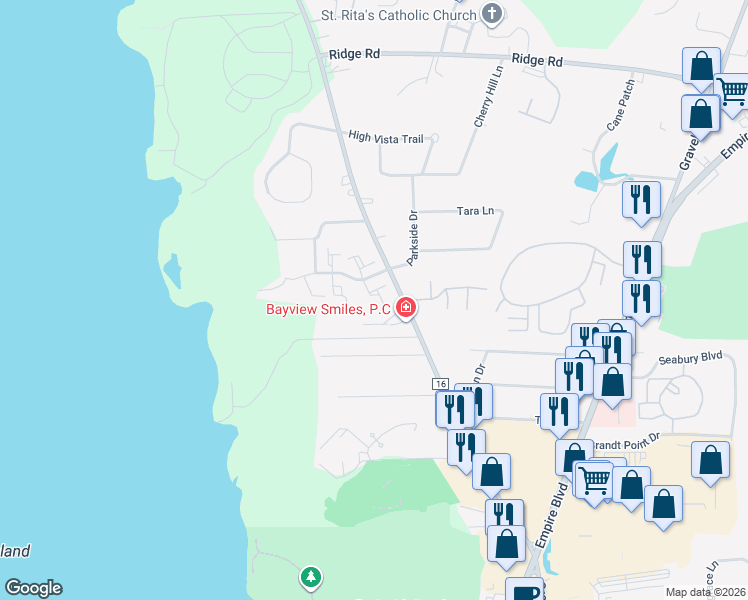 map of restaurants, bars, coffee shops, grocery stores, and more near 48 Mountain Ash Trail in Webster