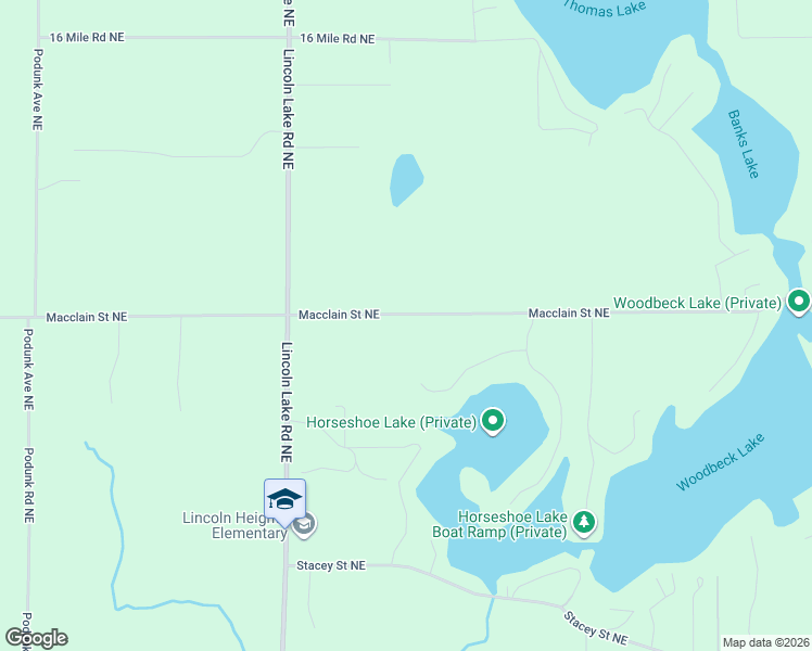 map of restaurants, bars, coffee shops, grocery stores, and more near 12999 Macclain Street Northeast in Gowen